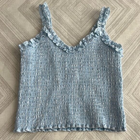 Katie J NYC Girls Light Blue Ruffled Tank Top - Size XL - Picture 1 of 5
